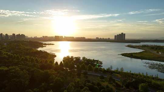 长沙松雅湖国家湿地公园日落