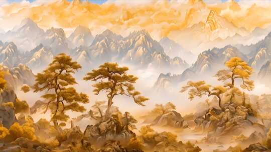 鎏金山水画合集 黄金与金箔 中国古风书画