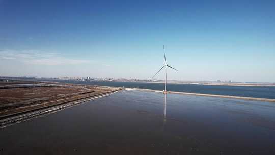 海上风电风车阵风力发电壮观景象航拍