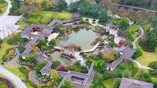 江南水乡小桥流水航拍风景大自然风光美景浙