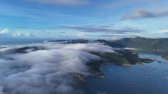 合集广东汕头南澳岛海上岛屿清晨云海航拍