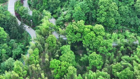 航拍汽车行驶在盘山公路