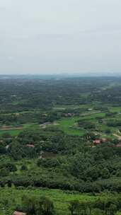 竖版航拍湖南常德乡村田园山川风景