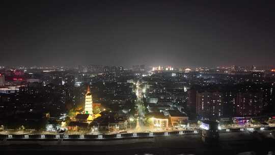 安徽安庆迎江寺振风塔夜景航拍