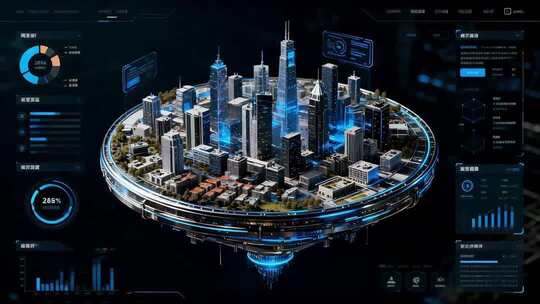 科技城市沙盘模型hud科技界面