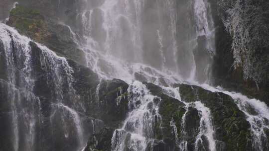 瀑布悬崖水流流水冰霜