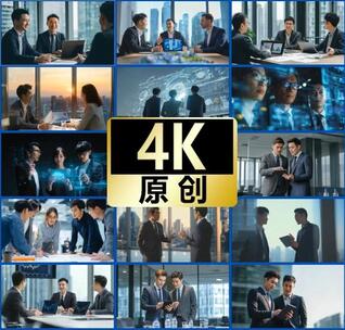 商务人士办公室查看平板电脑高清在线视频素材下载