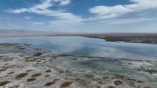 航拍甘肃阿克塞小苏干湖湿地保护区