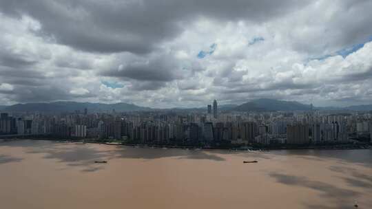 浙江温州瓯江风光航拍