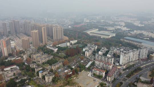 航拍湖北宜昌西陵区现代化城市