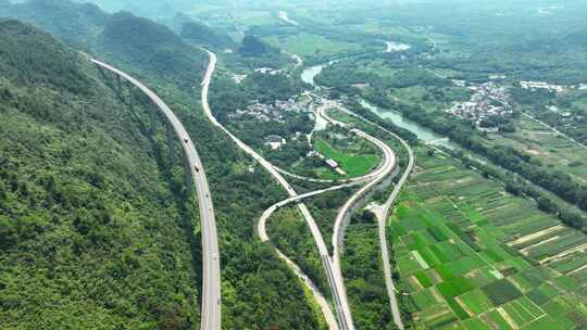 航拍高速公路车流杜步大桥