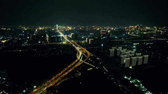 合集郑州立交桥夜景航拍视频素材模板下载