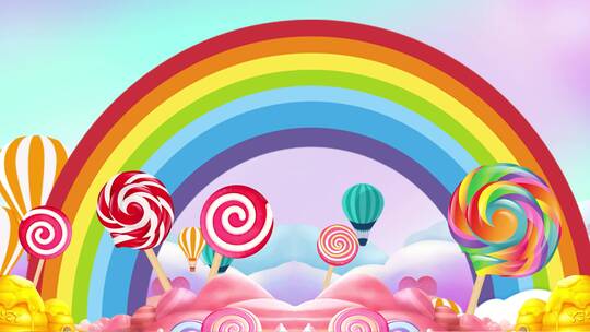 创意卡通棒棒糖彩虹动态背景视频
