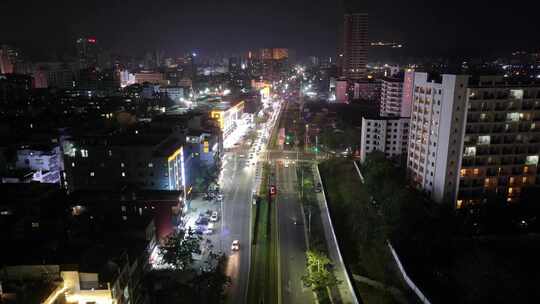 三亚湾胜利路夜景航拍