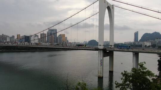 航拍广西柳州柳江红光大桥