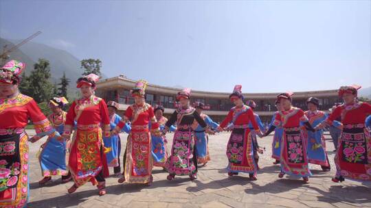 4k茂县羌族瓦尔俄足节舞蹈2视频素材模板下载