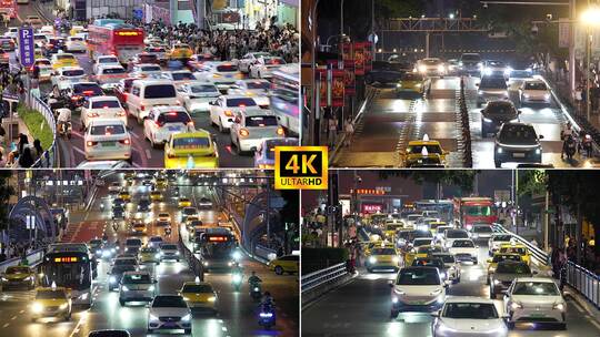 城市夜晚车流堵车高清在线视频素材下载