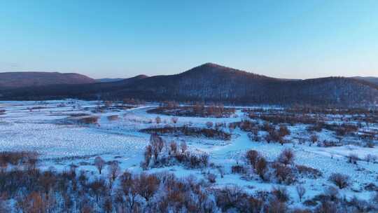 大兴安岭冻土森林湿地雪景