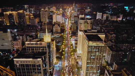 福州城市繁华的市中心中轴线夜景
