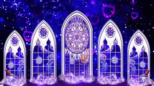 梦幻星空教堂彩色玻璃背景
