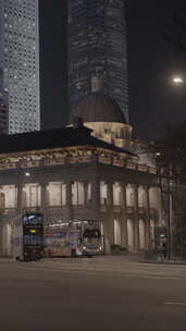 香港中环马路街景夜景