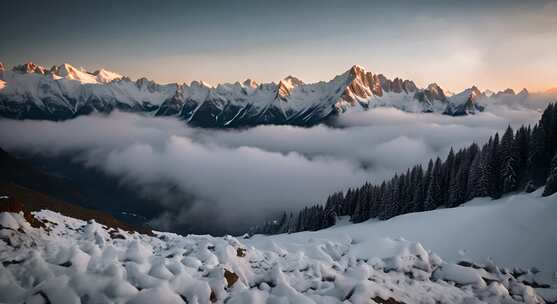 雪山日出