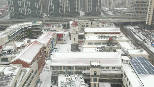 2023元旦印象济南商业区城市冬天雪景航拍