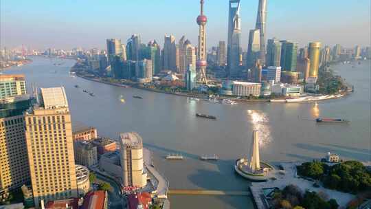 上海外滩黄浦江风景视频素材航拍延时