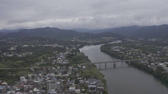 梅州市松口古镇航拍景观