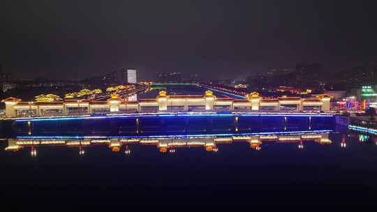 航拍四川广汉城市夜景