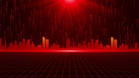 红色粒子城市光线晚会背景AE模板AE视频素材教程下载