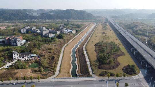 航拍湖北宜昌西陵区乡村建设