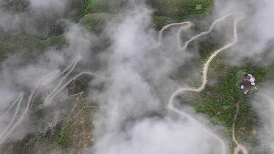 西藏山南市达拉岗布寺盘山公路航拍