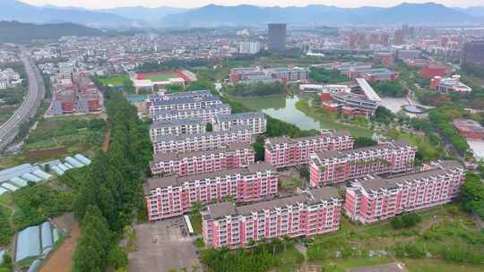 福州福建中医药大学旗山校区航拍校园风景风