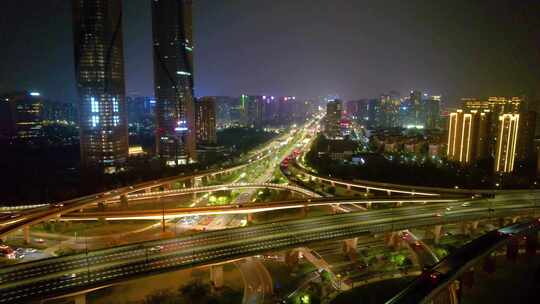 杭州滨江江南大道机场城市大道立交桥夜景航