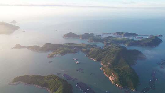 福建霞浦花竹村日出海岛风景航拍