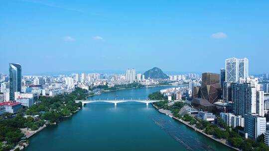 柳州现代化大都市城市建筑航拍柳江风景风光