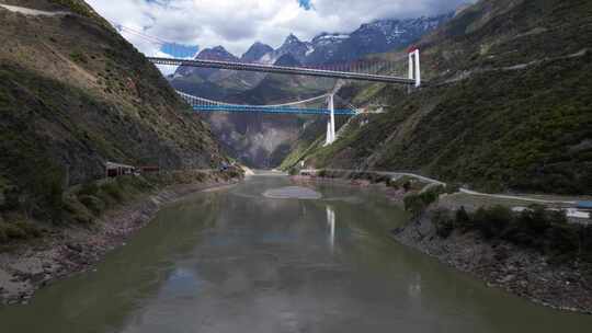 云南香格里拉藏族虎跳峡大桥航拍