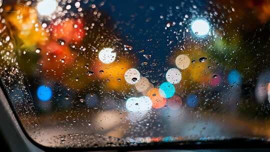 雨夜车窗都市孤独意境视频