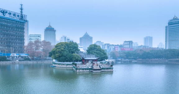 江西省九江市烟水亭航拍延时摄影视频