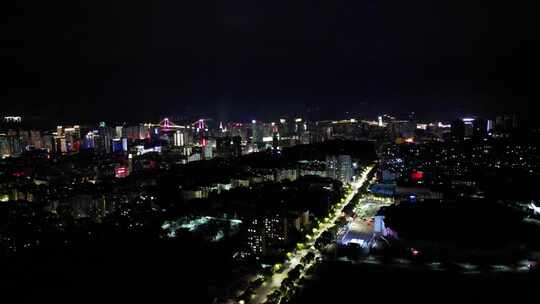 湖北宜昌城市夜景灯光航拍