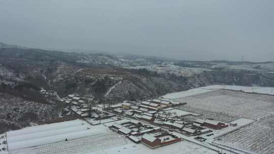 4K航拍北方雪景农村