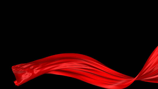红绸丝绸丝带红旗飘带【透明通道】