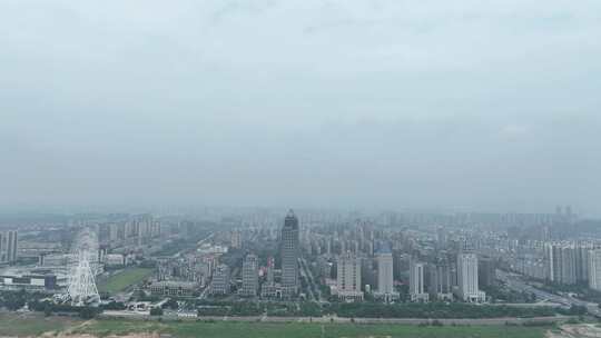 南昌市红谷滩新区航拍南昌之星摩天轮风光