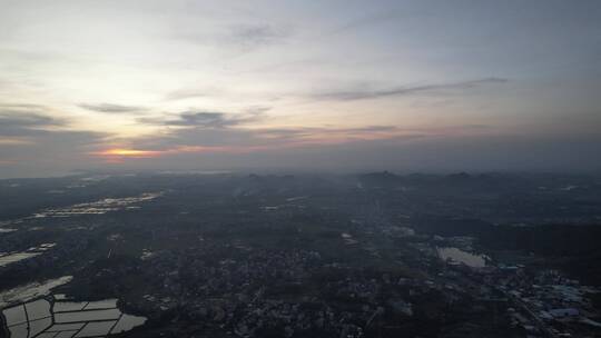 乡村夕阳航拍