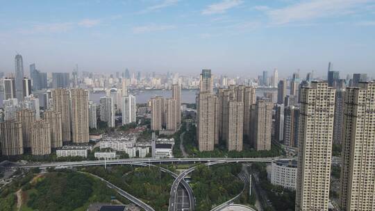 武汉城市风光高楼大厦航拍