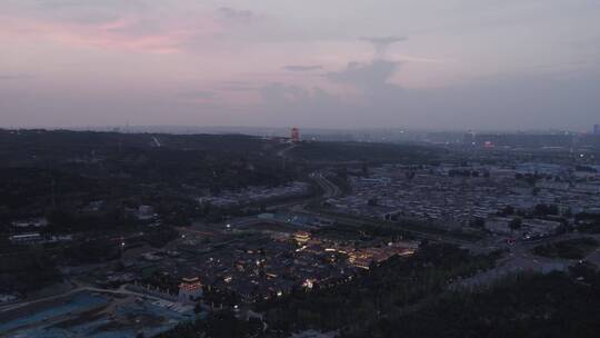 洛阳龙门龙门石窟伊河古街古建筑航拍