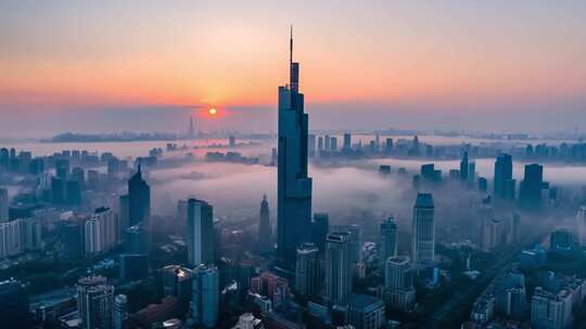 南京城市地标航拍延时ai素材原创