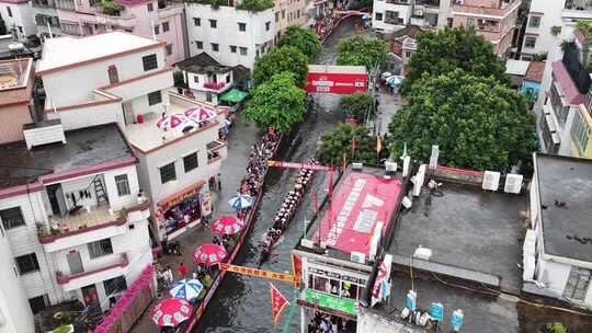 端午龙舟赛 热闹河道龙船飘移