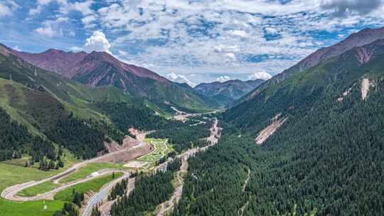 祁连山冰沟林海卓尔山航拍延时